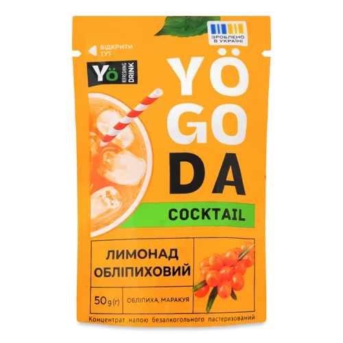 Напій Безалкогольний Лимонад Обліпиховий Cocktail Yogoda, пастеризований, д/п 50г