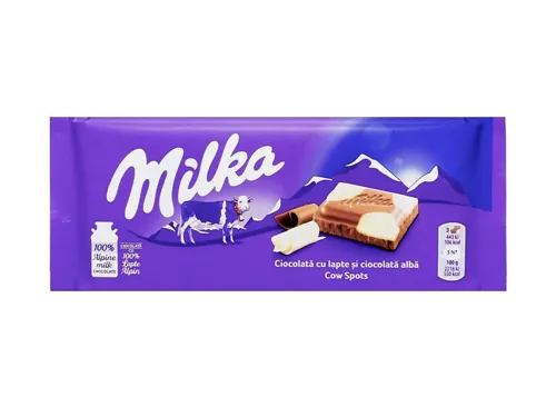 Шоколад Milka молочний та білий 100г