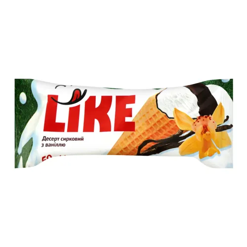 Десерт творожний «Like» з ванілью 18% рожок 45г