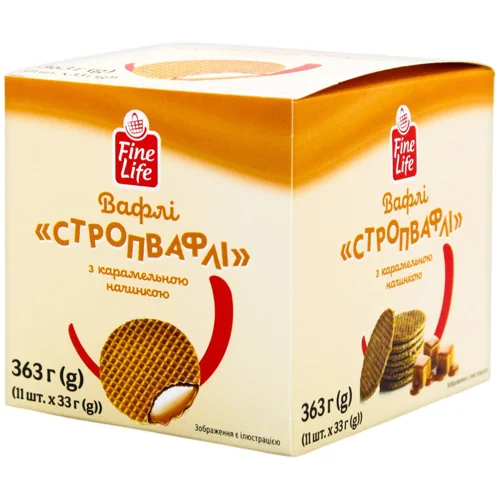 Вафлі Fine Life Стропвафлі з карамельною начинкою 363г