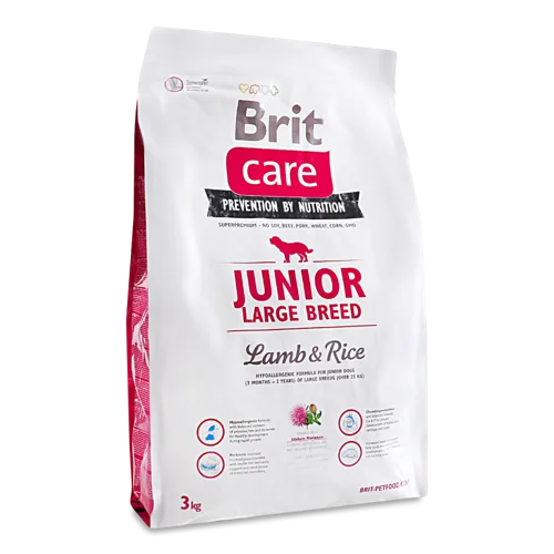 Корм сухий для цуценят Lamb&Rice Junior Large Care Brit, в/к, 3 кг