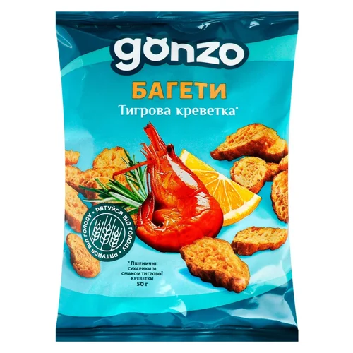 Багети Gonzo зі смаком тигрової креветки 50г