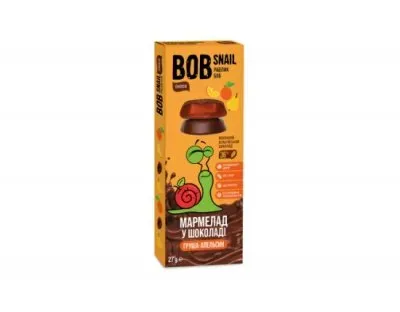 Натуральний мармелад Груша-Апельсин в бельгійському молочному шоколаді 27г Равлик Боб