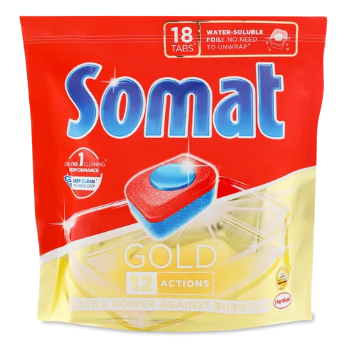 Засіб Для Миття Посуду В Посудомийних Машинах Таблетки Gold Somat 18x19.2г