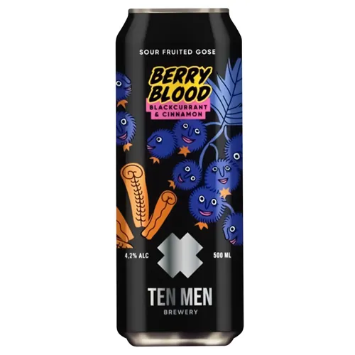 Пиво Ten Men Berry Blood: Чорна смородина та кориця напівтемне нефільтроване 4,2% 0,5л