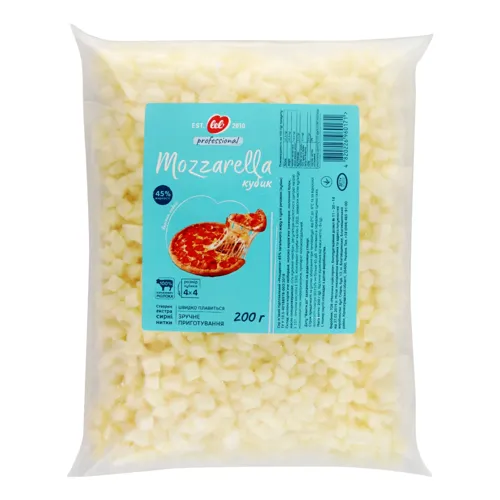 Сир 45% м'який кубик Mozzarella Lel' м/у 200г