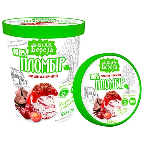 Морозиво Біла Береза Вишня-печиво 555г