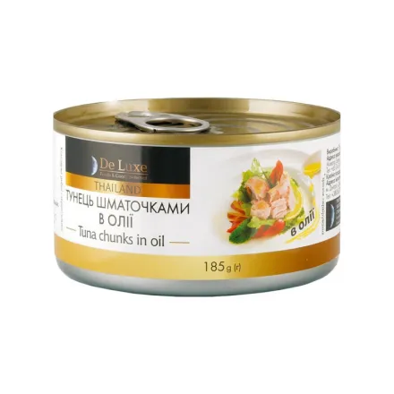 Консерви 185г De Luxe Foods & Goods Selected Тунець шматочками в олії