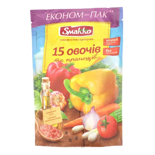 Приправа 15 овочів та прянощів Smakko д/п 160г