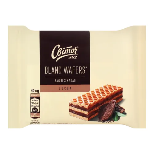 Вафлі з какао Blanc wafers Світоч м/у 40г