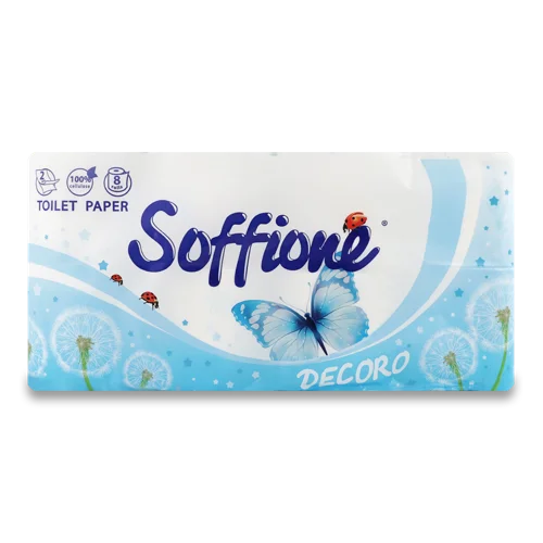 Туалетний Папір 2-Шаровий Decoro Soffione, 8шт, в/с