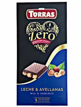 Шоколад Torras молочний з фундуком без цукру 150г