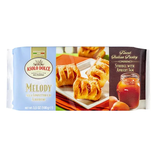 Печиво Asolo Dolce листкове з абрикосовим джемом 100г