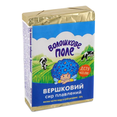 Сир Плавлений Вершковий Волошкове Поле, 50% скибковий, в/ґ, 70г