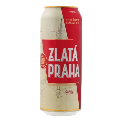 Пиво 0.5л 5% світле пастеризоване Zlata Praha з/б