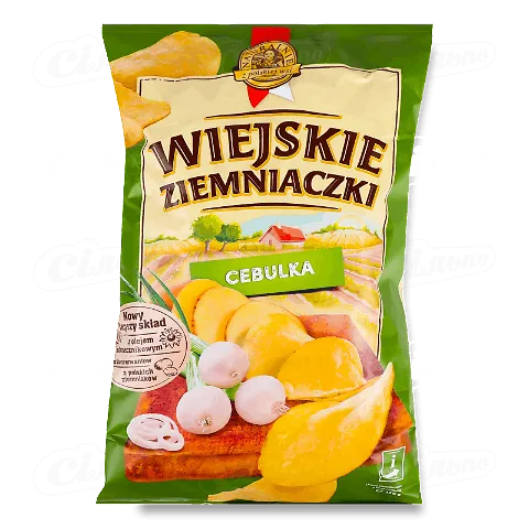 Чіпси Wiejskie Ziemniaczки смак зелена цибуля, 130г