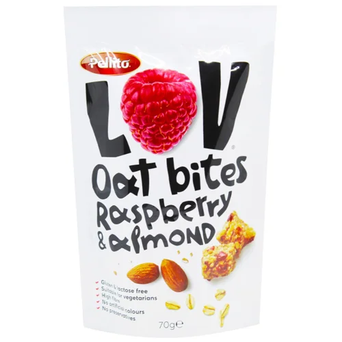 Вівсяні снеки з малиною та мигдалем ТМ VAMVALIS FOODS 70 г