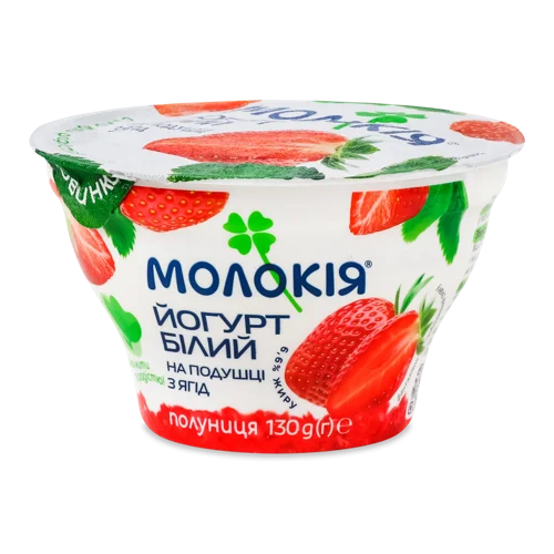 Йогурт Густий Двошаровий Полуниця Білий Молокія, 130г