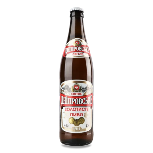 Пиво Світле Вищого Ґатунку Дніпровське Золотисте, 0.5л, 4%