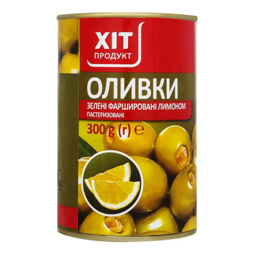 Оливки зелені з лимоном 300г ж/б Хіт Продукт