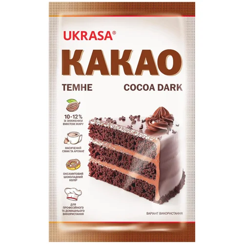 Какао Украса темне порошок 80г