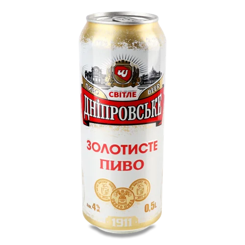 Пиво Світле Вищого Ґатунку Дніпровське Золотисте, 0.5л, 4%