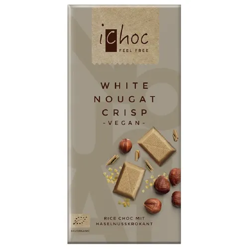 Шоколад iChoc білий з нугою веганський органічний 80г