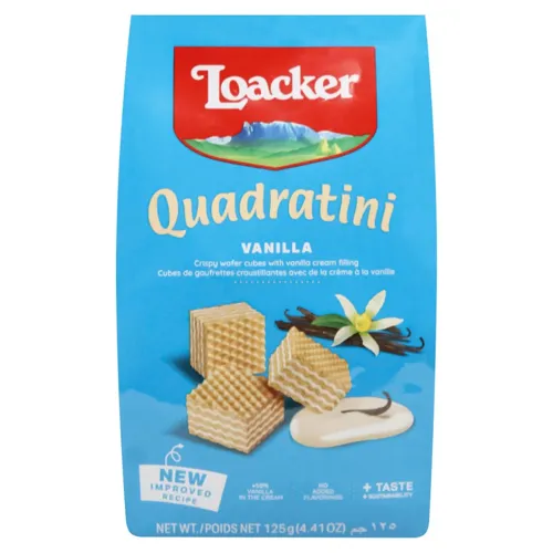 Вафлі Loacker Quadratini Vanilla з ванільною начинкою 125г