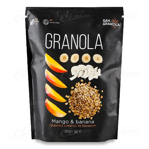 Гранола San Granola з манго та бананом, 300г