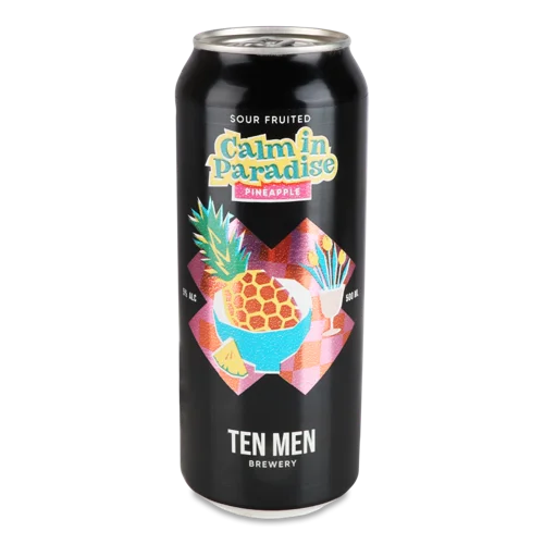 Пиво Світле Нефільтроване Непастеризоване 5% Pineapple Calm In Paradise Ten Men Brewery, 500мл, з/б