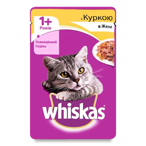 Корм Для Дорослих Котів З Куркою В Желє Whiskas, В/ґ, 100г