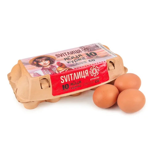 Яйця Курячі Харчові Столові Категорії C0 Svitлиця, К/У, 10 Шт