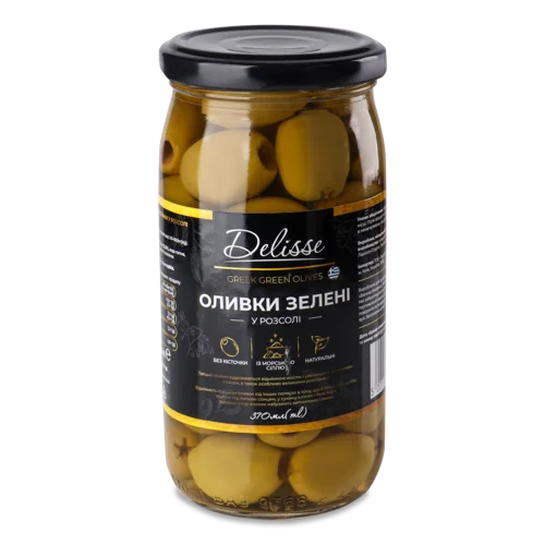 Оливки Зелені Без Кісточки У Розсолі Delisse, с/б 370мл