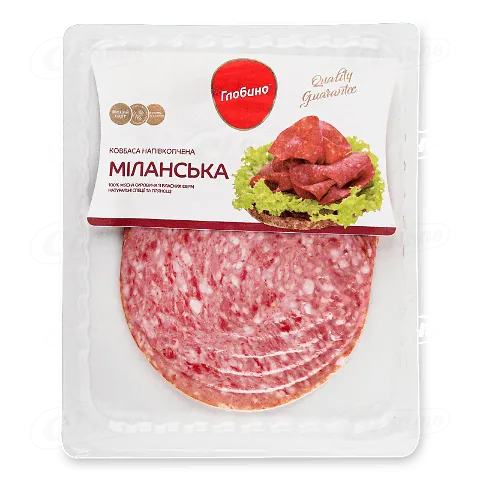 Ковбаса Глобино Міланська натуральна оболонка вищого ґатунку нарізка, 105г