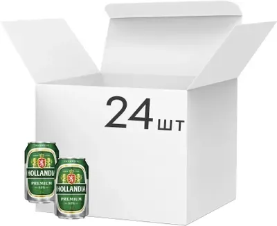 Упаковка пива Hollandia Premium світле фільтроване 5%, 0.33л x 24 шт