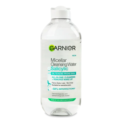 Міцелярна Вода Garnier для Зняття Макіяжу та Очищення Шкіри з Саліциловою Кислотою, 400мл
