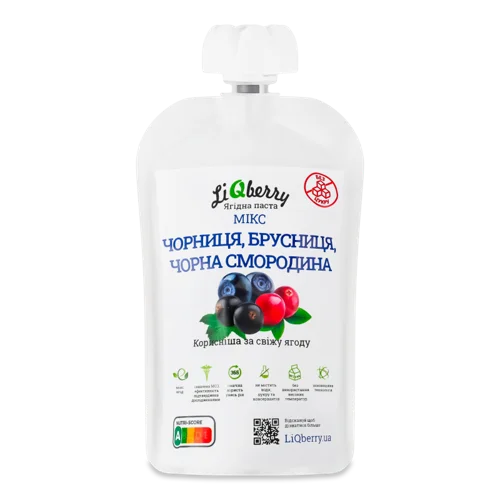 Паста Ягідна Чорниця-Брусниця-Чорна Смородина Мікс, в/ґ, 100г