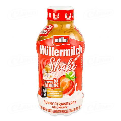 Напій молочний Mullermilch Шейк сонячна полуниця 3,5%, 400мл