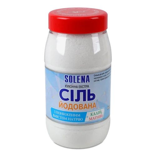 Йодована Сіль З Пониженим Вмістом Натрію, Калій Магній, Екстра, Solena, п/б, 700 г