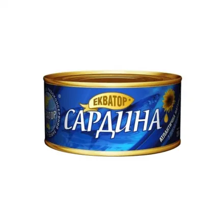 Консерви 240г Екватор Сардина натуральна з додаванням олії №5 ключ з/б