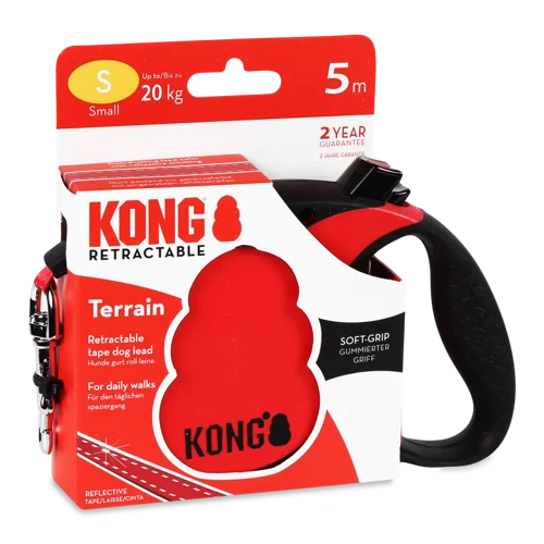 Поводок-рулетка для собак Kong, червоний, S, 5м/20кг, з/б