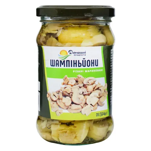 Шампіньйони Домашні Продукти різані мариновані 314г