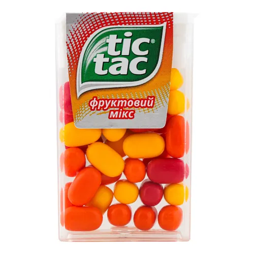 Драже зі смаком вишні, апельсина і маракуї Фруктовий мікс Tic Tac п/у 16г