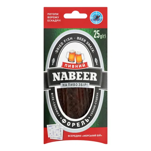 Форель солоно-сушена філе-соломка Пивний Nabeer м/у 25г