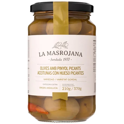 Оливки La Masrojana Гордаль гострі з кісточкою 370г
