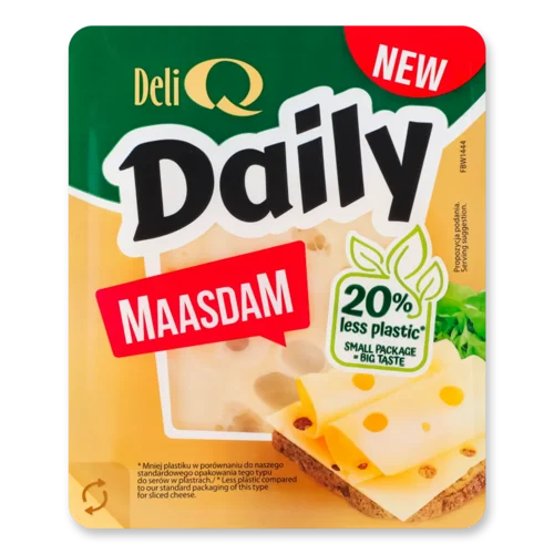 Сир Deli Q DAILY Маасдам 45% з коров'ячого молока, слайси