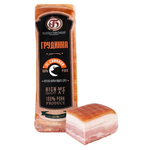 Грудинка Богодухівський М'ясокомбінат зі свинини копчено-варена