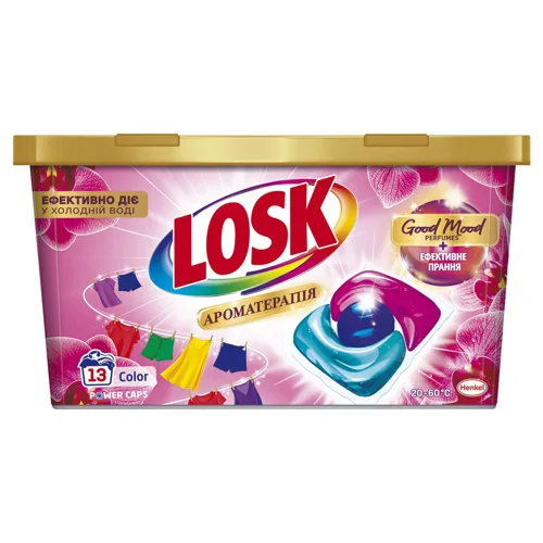 Капсули для прання Losk Color Power Ароматерапія Ефірні масла та аромат Малазійська квітка 13шт