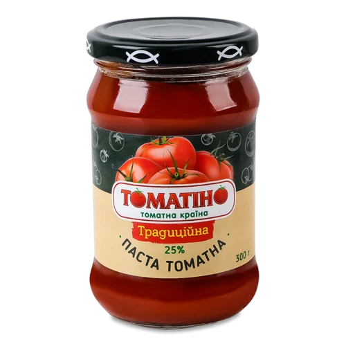 Паста Томатна 25% Пастеризована Традиційна Томатіно в/с скляна банка, 300г