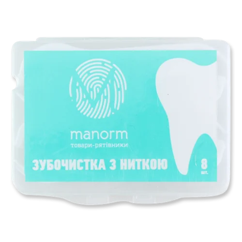 Зубочистка з ниткою Manorm, 8 шт, в/ґ